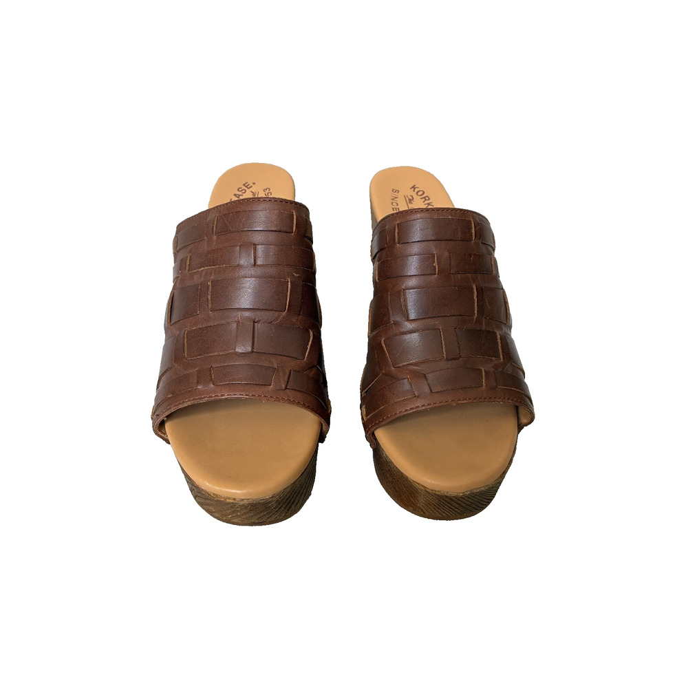 Kork Ease Clog Sandal Charissa Women 8 Platform Leather Cognac Boho Studded - Picture 2 of 11